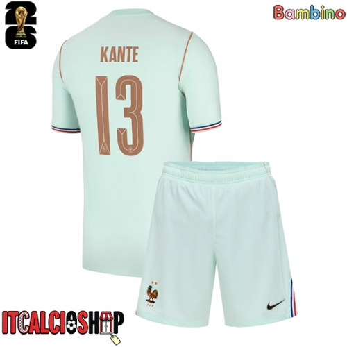 Francia Kante #13 Seconda Maglia Bambino Mondiali 2026 Manica Corta (+ Pantaloni corti)